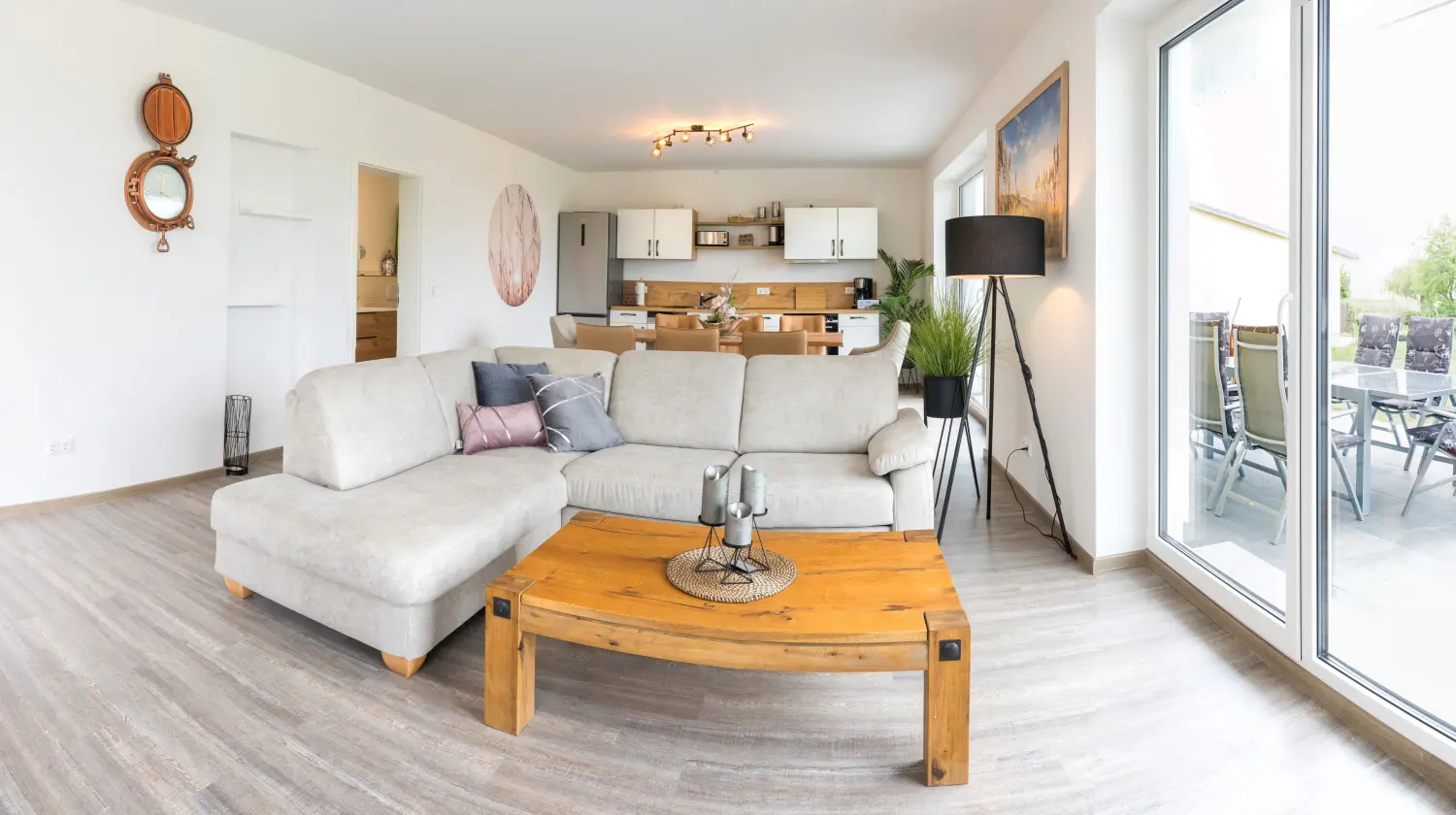 Wasserblick Loddin – Ferienhaus „Haus Abendsonne“ – Wohnraum